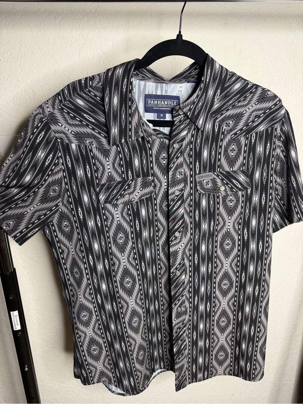 Panhandle Black & Gray Aztec Short Sleeve Western Shirt